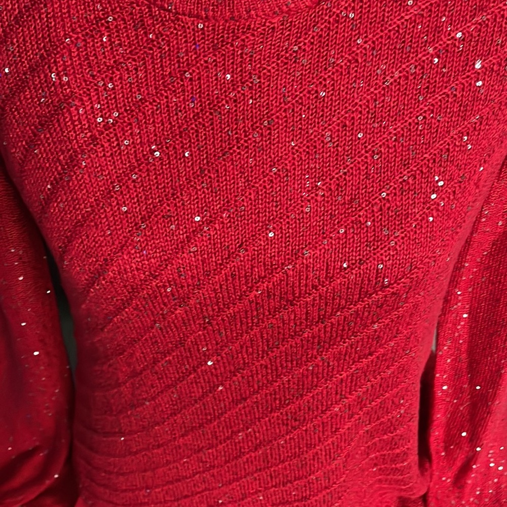 Apt. 9 High - Low Red Sweater With Sequin Size Me… - image 3